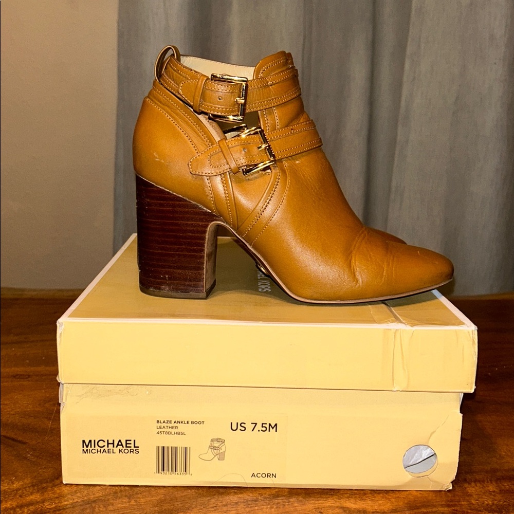 Michael Kors Acorn Leather Ankle Boots